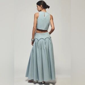 Anthropologie Mare Mare 2pc Denim Crop Top & Maxi Skirt